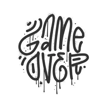 Urnab graffiti GAME OVER text sprayed in white over black. Grunge texture text Stock Illustration