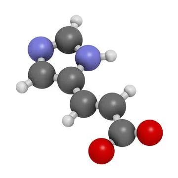Urocanic acid molecule. Breakdown product of histidine Stockillustratie