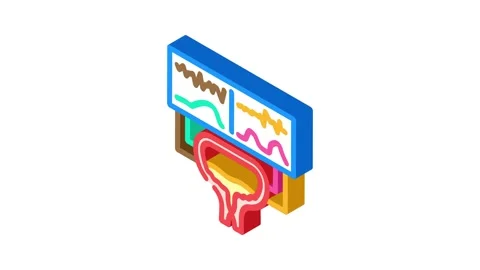 Urodynamic testing urology isometric icon animation Stock Footage 327275836