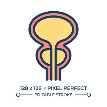 Urological care pixel perfect line color icon Stock Illustration