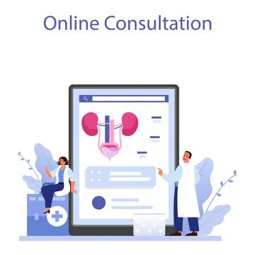 Urologist online service or platform. Idea of kidney and bladder examination Stock Illustration