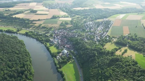 Urphar on the Main-Loop (Mainschleife) - Circle-Left-Clip Stock Footage 245342011