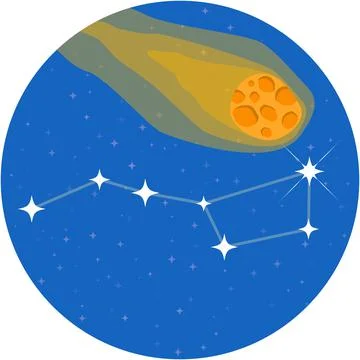 Ursa constellation and falling meteorite vector on white Stock Illustration