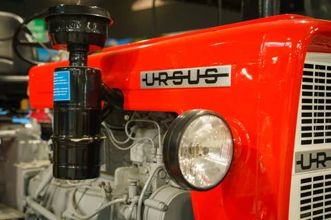 Ursus Tractor with Side View of Engine and Headlight Stock Photos