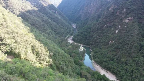 Urubamba River Aerial View around Machu Picchu, Peru Stock Footage 325996567