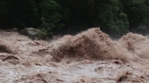 Urubamba River in full flood Stock Footage 4550436