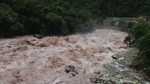 Urubamba River in full flood Stock Footage 4551829