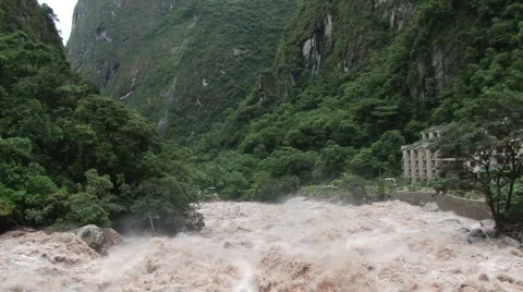Urubamba River in full flood Stock Footage 4552919