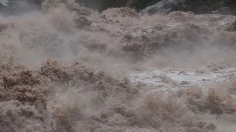 Urubamba River in full flood Stock Footage