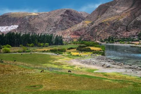 Urubamba river in peru Stock Photos