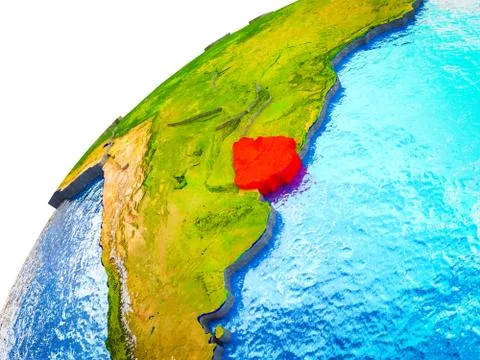 Uruguay on 3D Earth Stock Illustration