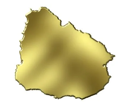 Uruguay 3d golden map Stock Illustration