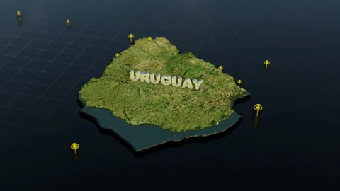 Uruguay 3D Map With Animation Stock Footage 311533688