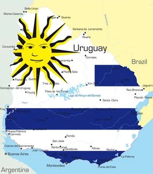 Uruguay Abstract vector color map of Uruguay country colored by national f... Stock Photos