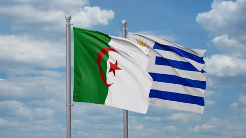 Uruguay and Algeria two flags Stock Footage 269316274