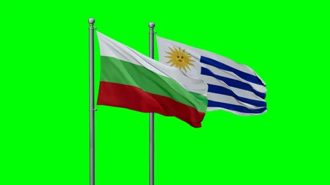 Uruguay and Bulgaria two flags Stock Footage 291848598