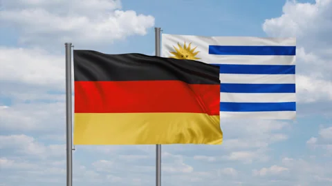 Uruguay and Germany flag Stock Footage 245111484