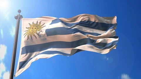 Uruguay animated flag pack in 3D and green screen Stock Footage 119931704