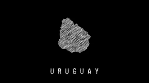 Uruguay animated scribble map sketch on black background Stock Footage 313498974