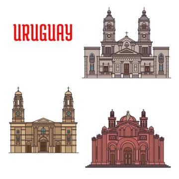 Uruguay architecture buildings facades elements Stock Illustration