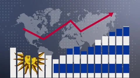 Uruguay bar chart graph with ups and downs, increasing values, concept of e.. Vidéo 281167152