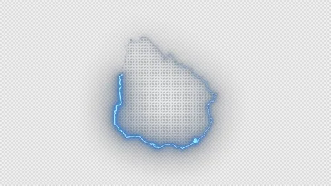 Uruguay Blue Neon Map Border Visualization, Endless Loop Effect, Transparent Vídeo Stock 337295938