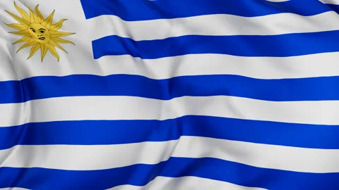Uruguay cloth flag background loop Stock Footage 310851079