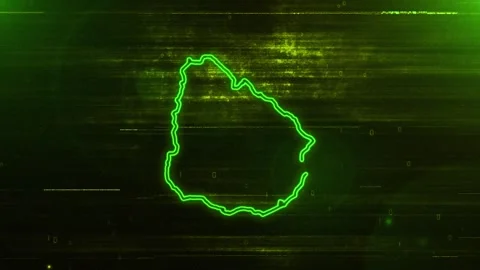 Uruguay Digital Futuristic Glitch Map Video stock 333668811