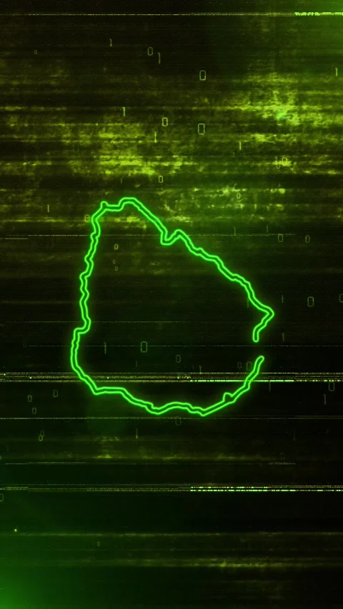 Uruguay Digital Futuristic Glitch Map Stock Footage 334595766