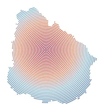 Uruguay dotted map. Digital style shape of Uruguay. Tech icon of the countr.. Stock Illustration