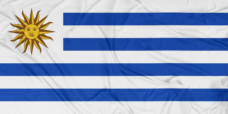 Uruguay Dynamic Flag Motion with Intense Wind Waves Stock Photos