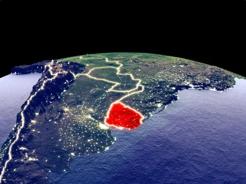 Uruguay on Earth from space Stock Photos