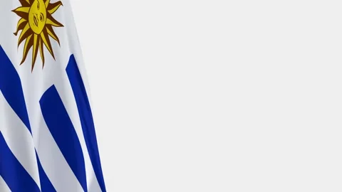Uruguay Flag 3D Left Side, Waving National Symbol with Copy Space - 3D rend.. Vídeos de archivo 334030485