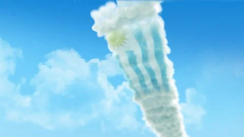 Uruguay Flag 3D Render Animation Created with Colored Smoke Trails by Aircra 스톡 동영상 332313461