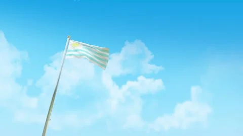 Uruguay Flag 3D Render Animation with Fighter Jets Formation in Blue Sky 스톡 동영상 332313506