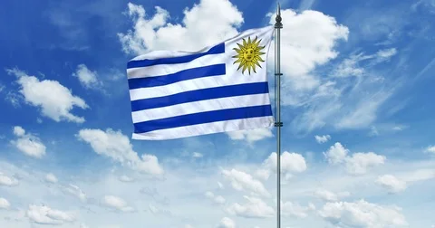 Uruguay flag animation, alpha channel Stock Footage 78934365