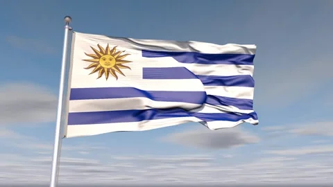 Uruguay Flag Animation With Sky And Cloud Stock Footage 273384787