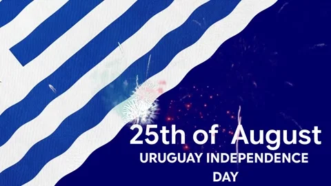 Uruguay Flag August 25 Independence Day Text Animation Waving Fabric Background Stock Footage 339543289