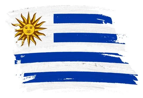 Uruguay flag background paint splash 3d illustration with clipping path Stock Illustration