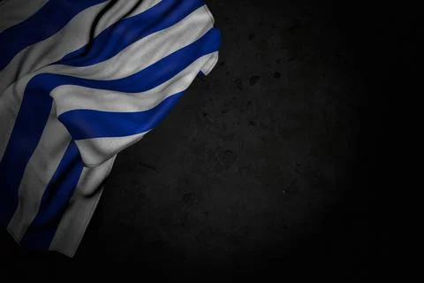 Uruguay flag on black stone with empty place for your text Stock Illustration