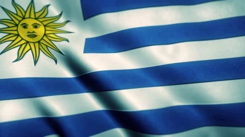 Uruguay Flag Blowing in the Wind Video stock 76104167