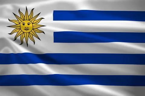Uruguay flag blowing in the wind Stock Illustration
