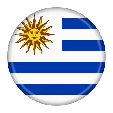 Uruguay flag button with clipping path Stock Illustration