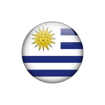 Uruguay Flag Circle Button Vector Template Stock Illustration