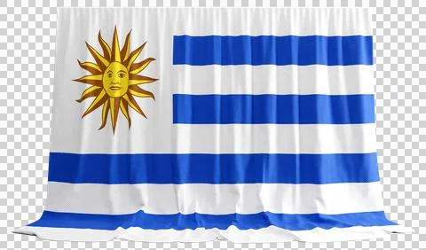 Uruguay Flag Curtain in 3D Rendering called Flag of Uruguay Illustrazione stock