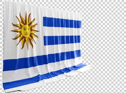 Uruguay Flag Curtain in 3D Rendering called Flag of Uruguay Stock Illustration