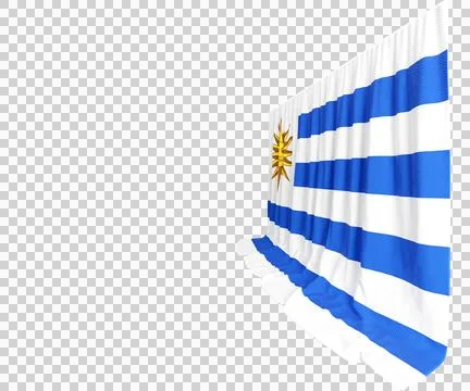 Uruguay Flag Curtain in 3D Rendering called Flag of Uruguay Stock Illustration