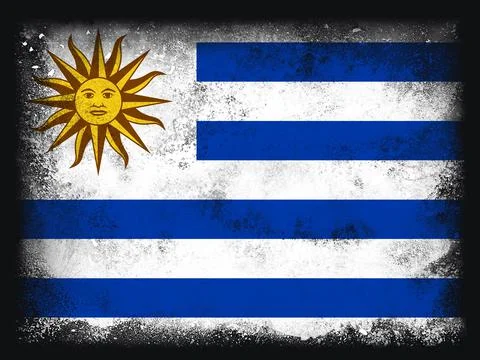 Uruguay Flag design composition of exploding powder and paint, isolated on a  イラスト素材