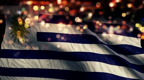 Uruguay Flag Light Night Bokeh Abstract Loop Animation 4K Stock Footage 47678658