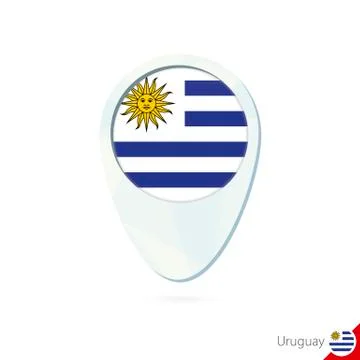 Uruguay flag location map pin icon on white background. Stock Illustration